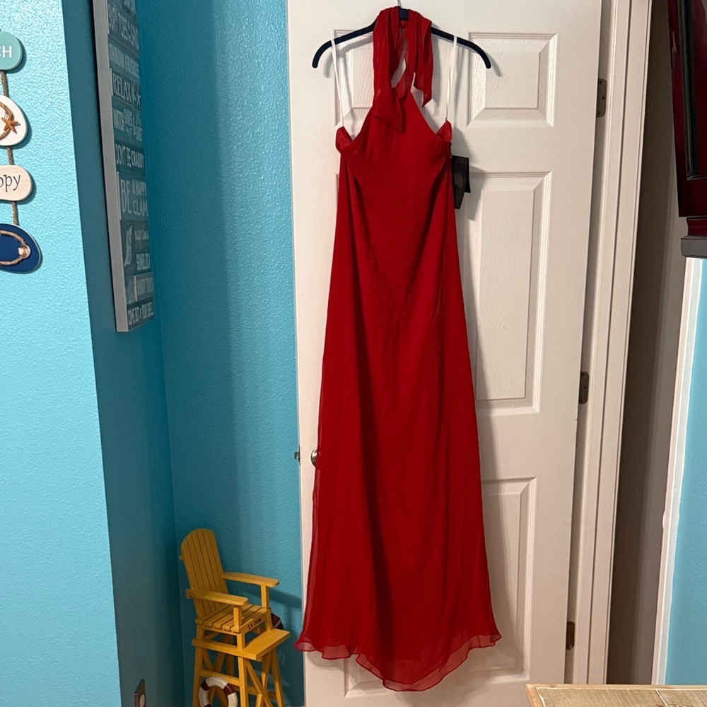 H by Halston Red Backless Dress